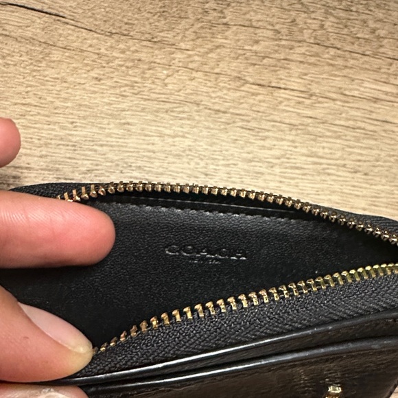 Coach Black Textured Card Holder with Gold Chain - Picture 6 of 10